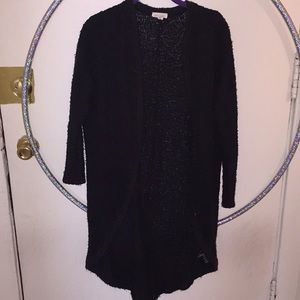 silence + noise long black open front cardigan